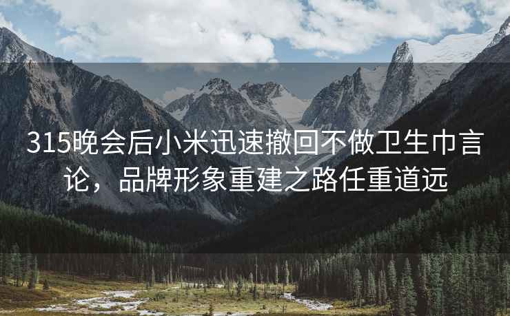 315晚會后小米迅速撤回不做衛生巾言論，品牌形象重建之路任重道遠