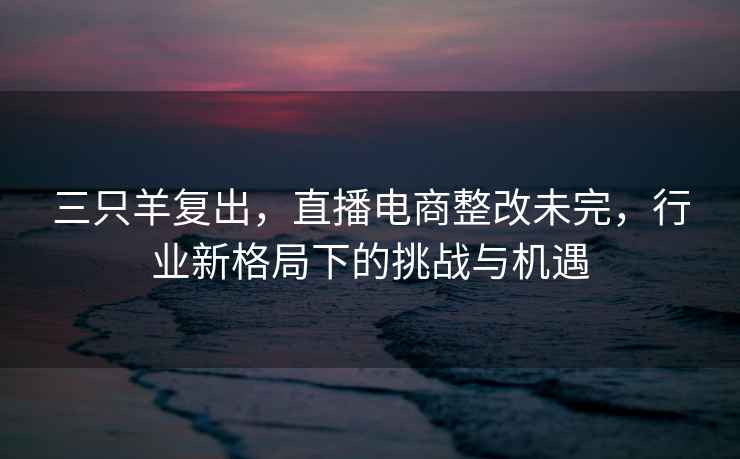 三只羊復(fù)出，直播電商整改未完，行業(yè)新格局下的挑戰(zhàn)與機(jī)遇