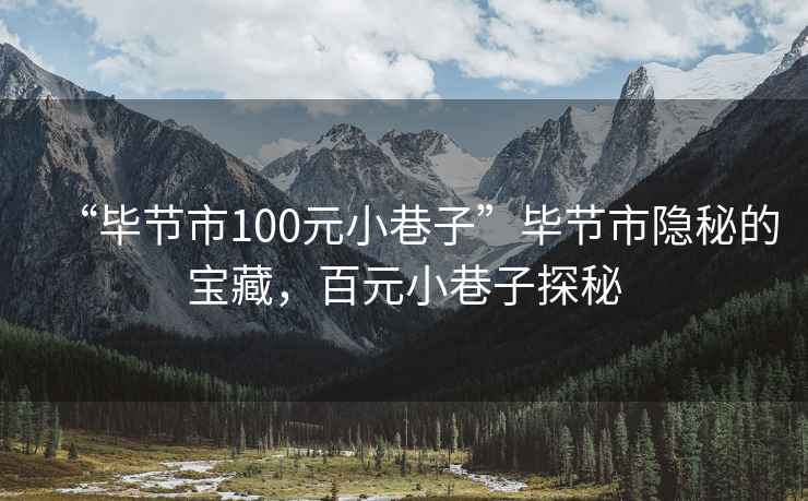 “畢節(jié)市100元小巷子”畢節(jié)市隱秘的寶藏，百元小巷子探秘