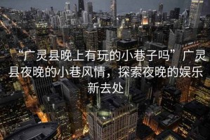 “廣靈縣晚上有玩的小巷子嗎”廣靈縣夜晚的小巷風情，探索夜晚的娛樂新去處