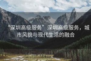 “深圳高級服務(wù)”深圳高級服務(wù)，城市風(fēng)貌與現(xiàn)代生活的融合