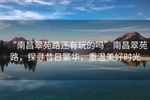 “南昌翠苑路還有玩的嗎”南昌翠苑路，探尋昔日繁華，重溫美好時光