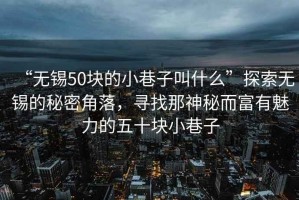 “無錫50塊的小巷子叫什么”探索無錫的秘密角落，尋找那神秘而富有魅力的五十塊小巷子