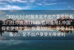 “300元3小時服務足不出戶享受服務上門任你挑選1114b.官網備用1.中國”探索便捷生活，僅需300元，享受上門服務，足不出戶享受無限便利