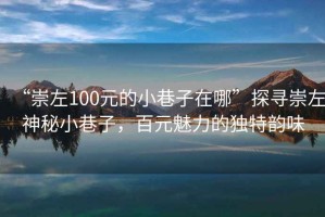 “崇左100元的小巷子在哪”探尋崇左神秘小巷子，百元魅力的獨特韻味