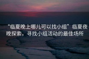 “臨夏晚上哪兒可以找小組”臨夏夜晚探索，尋找小組活動的最佳場所