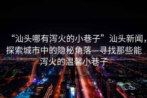“汕頭哪有瀉火的小巷子”汕頭新聞，探索城市中的隱秘角落—尋找那些能瀉火的溫馨小巷子