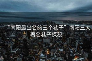 “南陽最出名的三個巷子”南陽三大著名巷子探秘