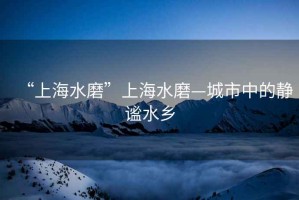 “上海水磨”上海水磨—城市中的靜謐水鄉