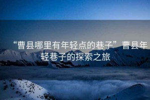 “曹縣哪里有年輕點的巷子”曹縣年輕巷子的探索之旅