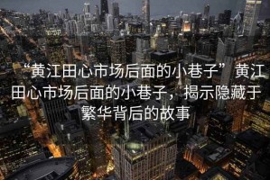 “黃江田心市場(chǎng)后面的小巷子”黃江田心市場(chǎng)后面的小巷子，揭示隱藏于繁華背后的故事