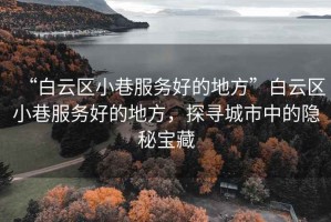 “白云區(qū)小巷服務(wù)好的地方”白云區(qū)小巷服務(wù)好的地方，探尋城市中的隱秘寶藏