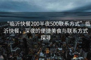 “臨沂快餐200半夜500聯系方式”臨沂快餐，深夜的便捷美食與聯系方式探尋