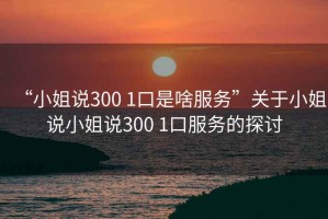 “小姐說300 1口是啥服務”關于小姐說小姐說300 1口服務的探討