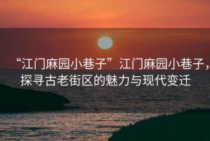 “江門麻園小巷子”江門麻園小巷子，探尋古老街區的魅力與現代變遷