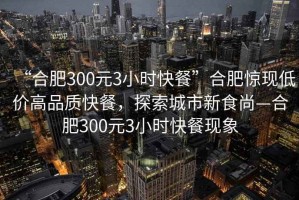 “合肥300元3小時(shí)快餐”合肥驚現(xiàn)低價(jià)高品質(zhì)快餐，探索城市新食尚—合肥300元3小時(shí)快餐現(xiàn)象