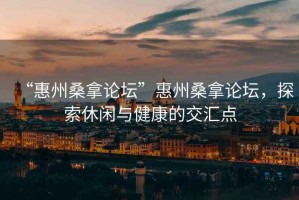 “惠州桑拿論壇”惠州桑拿論壇，探索休閑與健康的交匯點