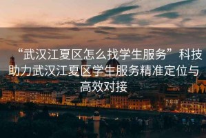 “武漢江夏區怎么找學生服務”科技助力武漢江夏區學生服務精準定位與高效對接
