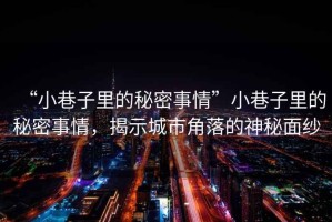 “小巷子里的秘密事情”小巷子里的秘密事情，揭示城市角落的神秘面紗