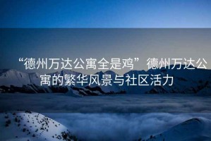 “德州萬(wàn)達(dá)公寓全是雞”德州萬(wàn)達(dá)公寓的繁華風(fēng)景與社區(qū)活力