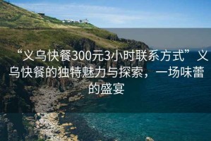 “義烏快餐300元3小時聯系方式”義烏快餐的獨特魅力與探索，一場味蕾的盛宴