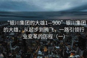 “銀川集團的大雄1—900”銀川集團的大雄，從起步到騰飛，一路引領行業變革的歷程（一）