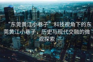 “東莞黃江小巷子”科技視角下的東莞黃江小巷子，歷史與現(xiàn)代交融的微觀探索