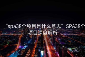 “spa38個項目是什么意思”SPA38個項目深度解析