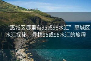 “惠城區哪里有95或98水匯”惠城區水匯探秘，尋找95或98水匯的旅程