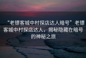 “老鏢客城中村探店達人暗號”老鏢客城中村探店達人，揭秘隱藏在暗號的神秘之旅