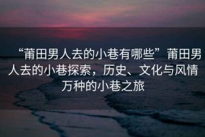 “莆田男人去的小巷有哪些”莆田男人去的小巷探索，歷史、文化與風情萬種的小巷之旅