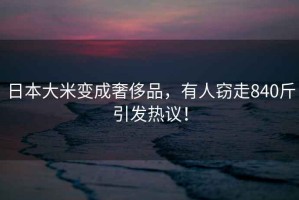 日本大米變成奢侈品，有人竊走840斤引發熱議！