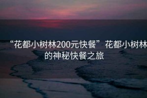 “花都小樹林200元快餐”花都小樹林的神秘快餐之旅