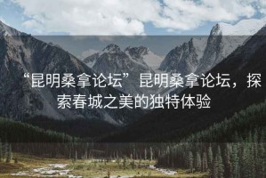 “昆明桑拿論壇”昆明桑拿論壇，探索春城之美的獨特體驗