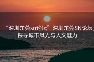 “深圳東莞sn論壇”深圳東莞SN論壇，探尋城市風光與人文魅力