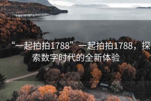 “一起拍拍1788”一起拍拍1788，探索數字時代的全新體驗