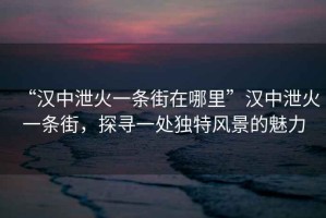 “漢中泄火一條街在哪里”漢中泄火一條街，探尋一處獨特風景的魅力