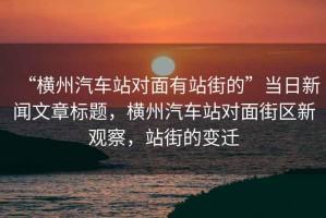 “橫州汽車站對面有站街的”當日新聞文章標題，橫州汽車站對面街區新觀察，站街的變遷