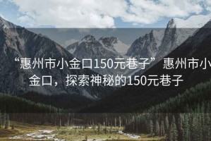 “惠州市小金口150元巷子”惠州市小金口，探索神秘的150元巷子