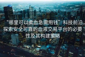 “哪里可以賣血急需用錢”科技前沿，探索安全可靠的血液交易平臺的必要性及其構建策略