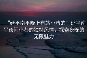 “延平南平晚上有站小巷的”延平南平夜間小巷的獨特風情，探索夜晚的無限魅力