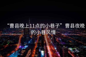 “曹縣晚上11點的小巷子”曹縣夜晚的小巷風情
