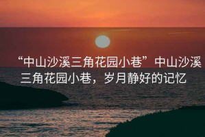 “中山沙溪三角花園小巷”中山沙溪三角花園小巷，歲月靜好的記憶