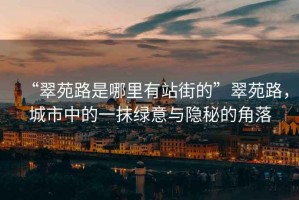 “翠苑路是哪里有站街的”翠苑路，城市中的一抹綠意與隱秘的角落