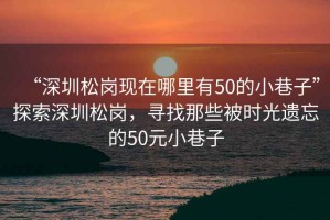“深圳松崗現(xiàn)在哪里有50的小巷子”探索深圳松崗，尋找那些被時(shí)光遺忘的50元小巷子