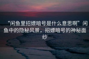 “閑魚里招嫖暗號是什么意思啊”閑魚中的隱秘風景，招嫖暗號的神秘面紗