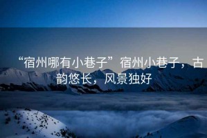 “宿州哪有小巷子”宿州小巷子，古韻悠長(zhǎng)，風(fēng)景獨(dú)好