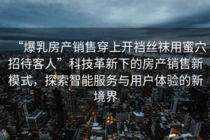 “爆乳房產銷售穿上開襠絲襪用蜜穴招待客人”科技革新下的房產銷售新模式，探索智能服務與用戶體驗的新境界