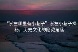 “崇左哪里有小巷子”崇左小巷子探秘，歷史文化的隱藏角落