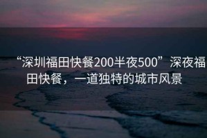 “深圳福田快餐200半夜500”深夜福田快餐，一道獨(dú)特的城市風(fēng)景